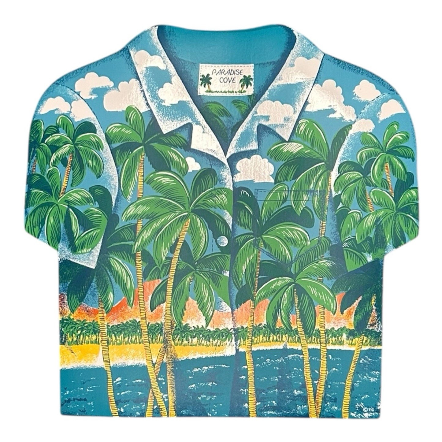 6 x Paradise Cove Hawaiian Shirt Shaped Vinyl Placemats Aloha Style, Beach