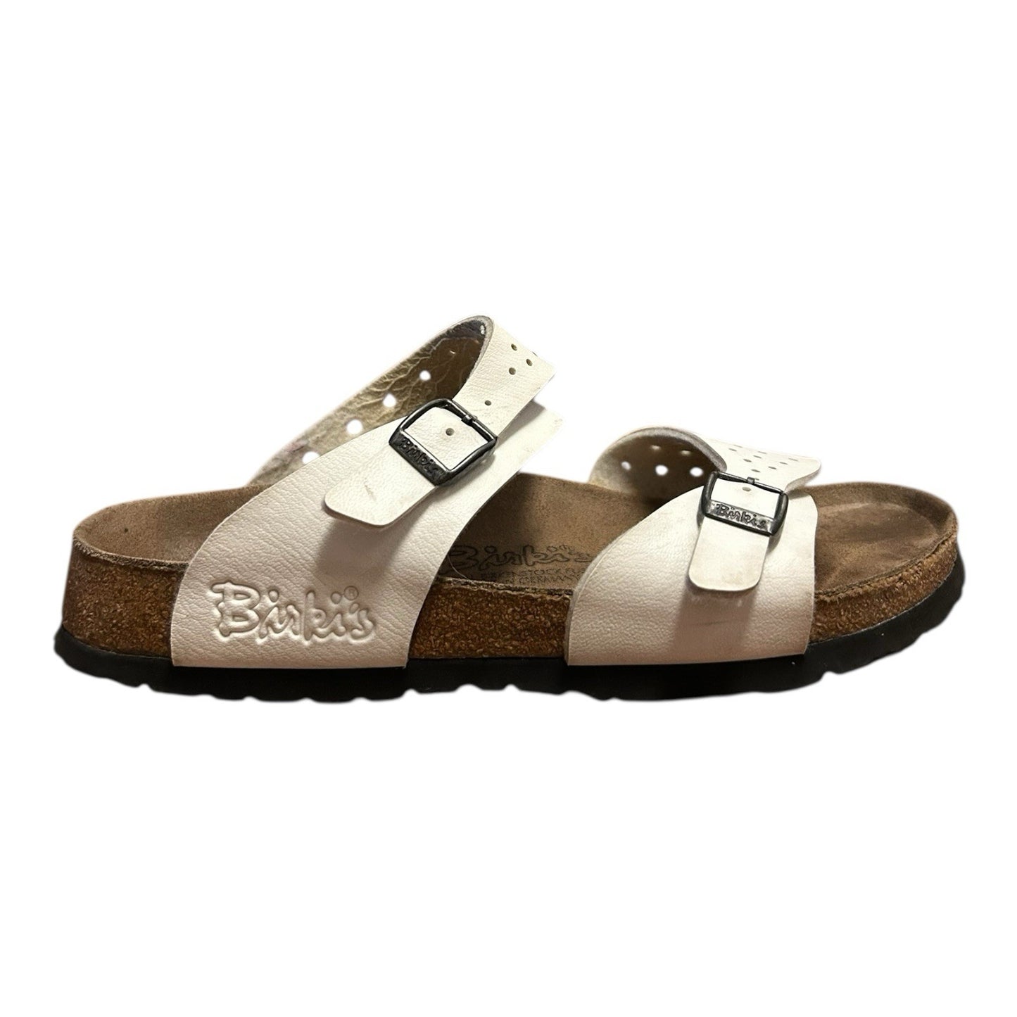 Birki’s White Two-Strap Cork Footbed Sandals