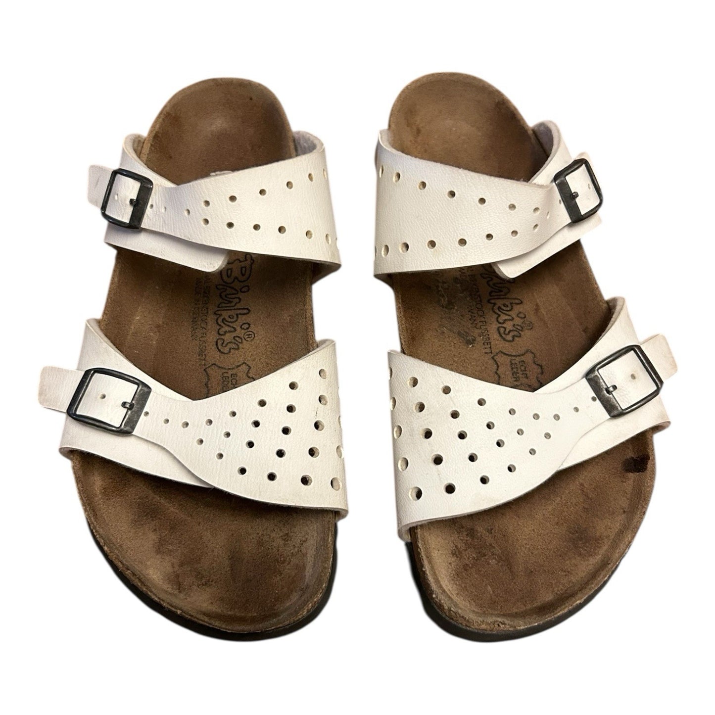 Birki’s White Two-Strap Cork Footbed Sandals