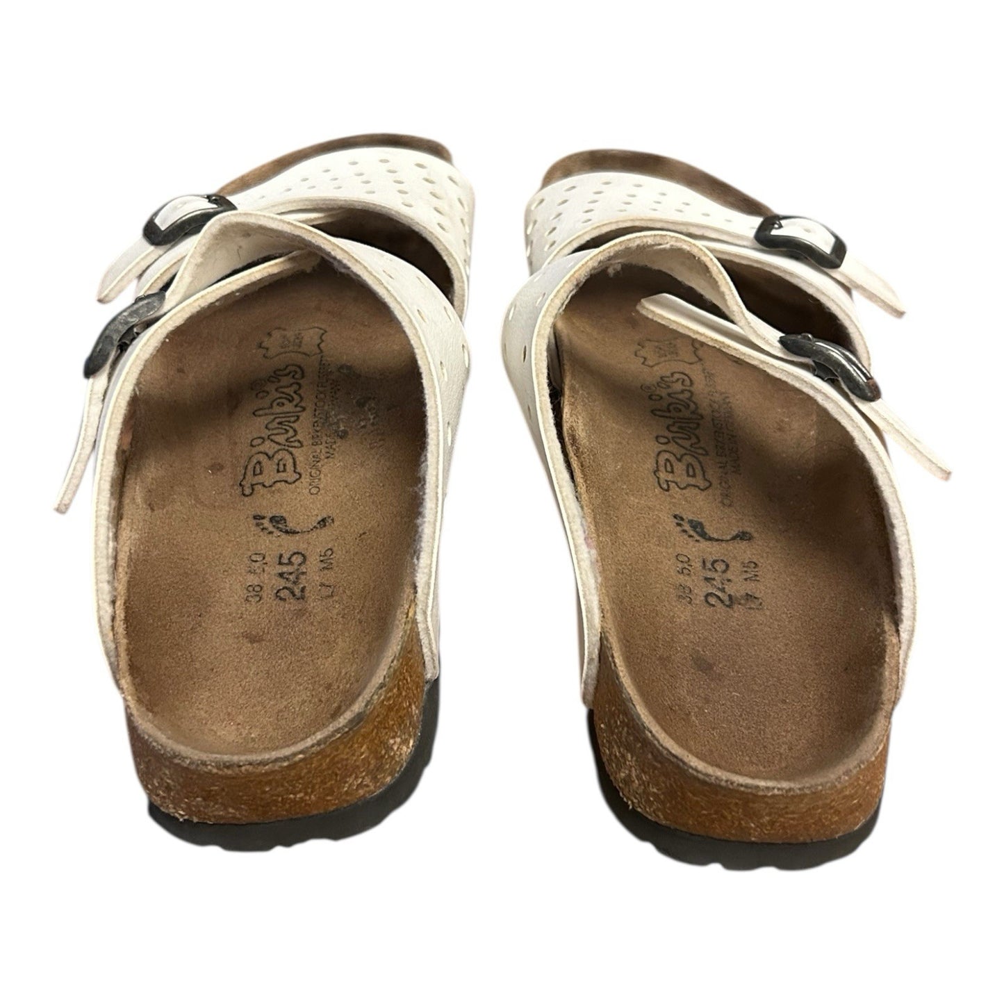 Birki’s White Two-Strap Cork Footbed Sandals