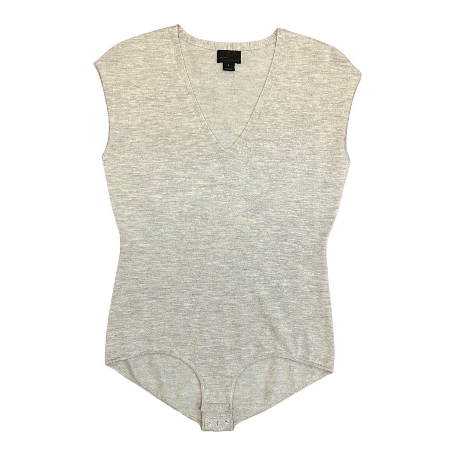 J Crew Cap Sleeve Bodysuit Small Italian Featherweight Cashmere Grey G2896