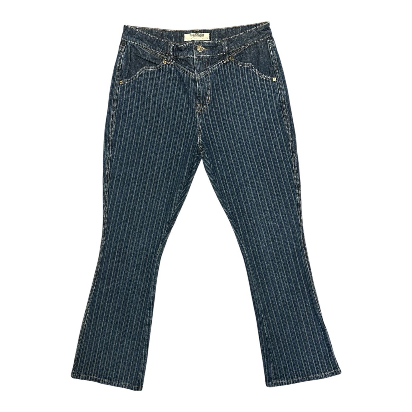 Rock & Roll Pinstripe Denim Bootcut Textured Conductor Jeans