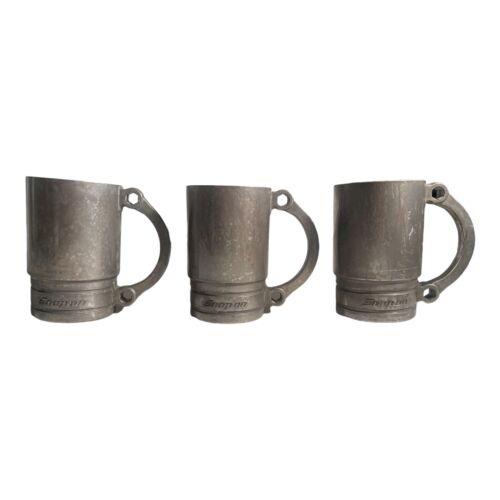 Snap-On Socket Beer Mug Set – 5/8" SF201 Aluminum Cups, Lot of 3, USA Vintage