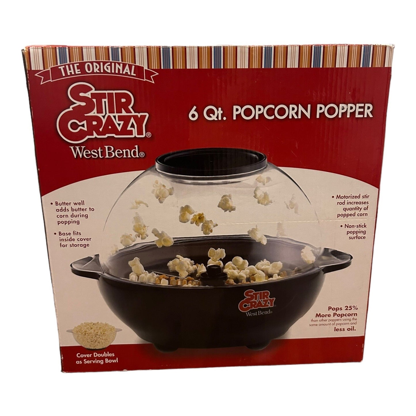 The Original Stir Crazy West Bend 6-Quart Popcorn Popper Machine