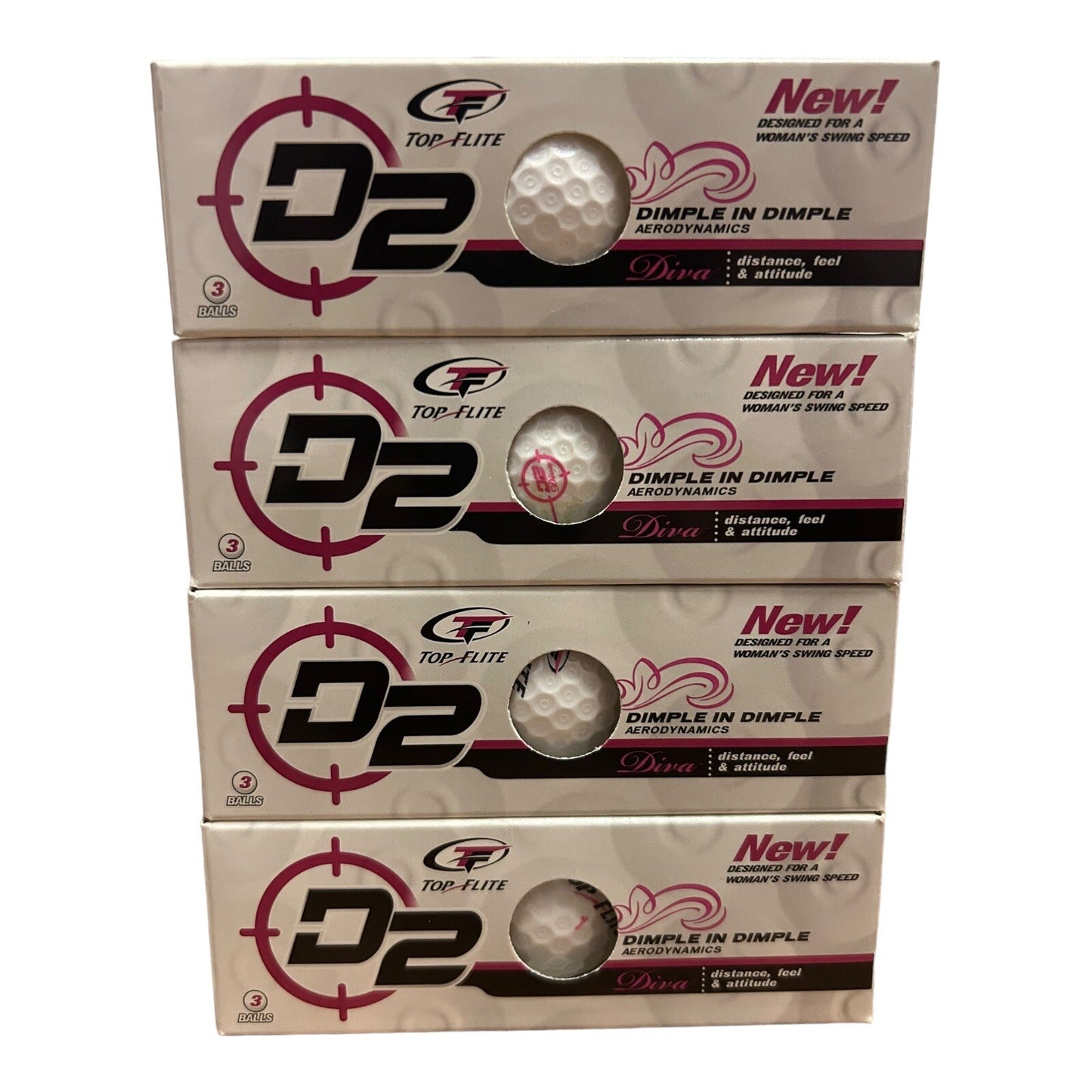 Top Flight D2 Distance Dimple In Dimple 12 Golf Balls