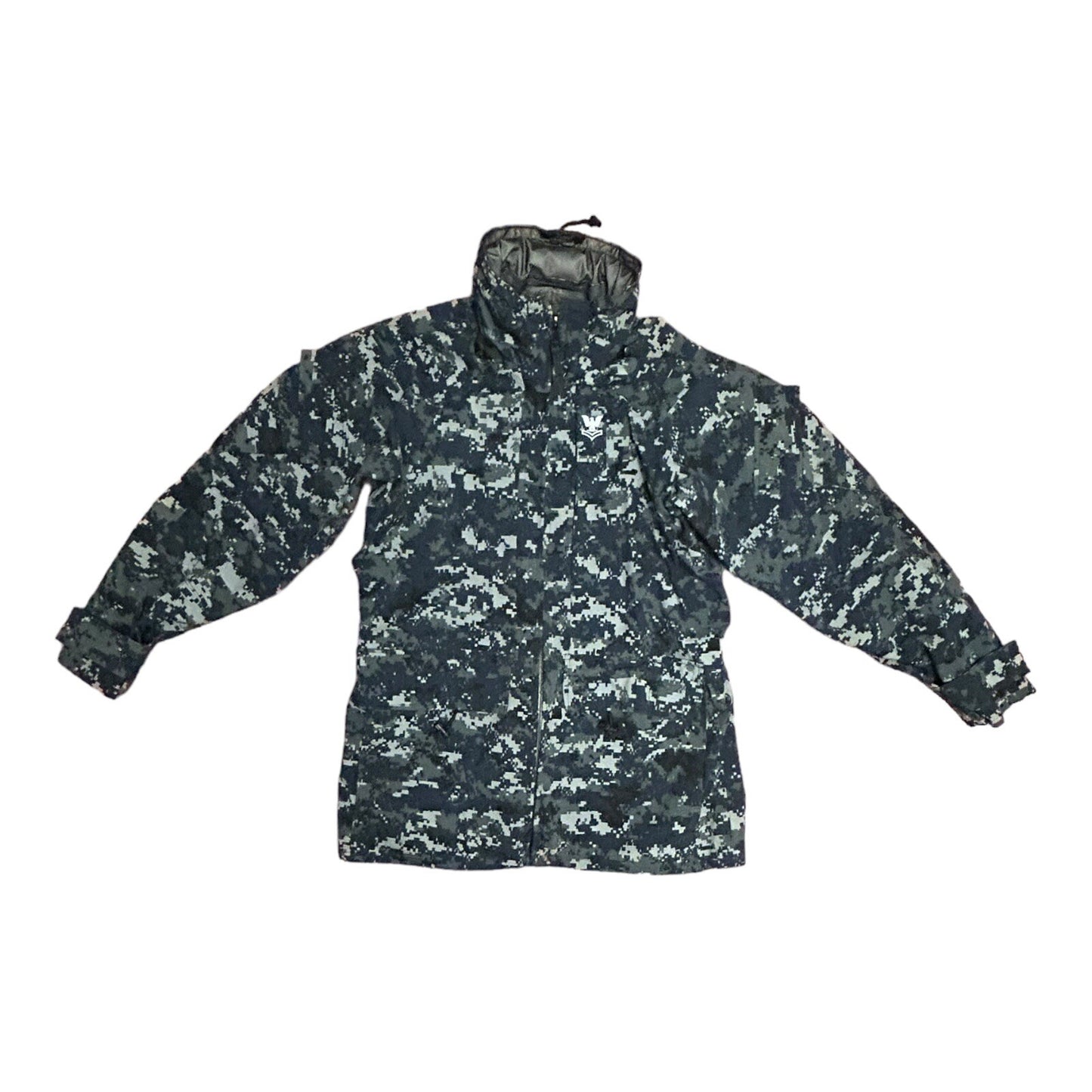US Navy Working Parka Gore-Tex Digital Camo Blue Jacket Small Regular Shell USN