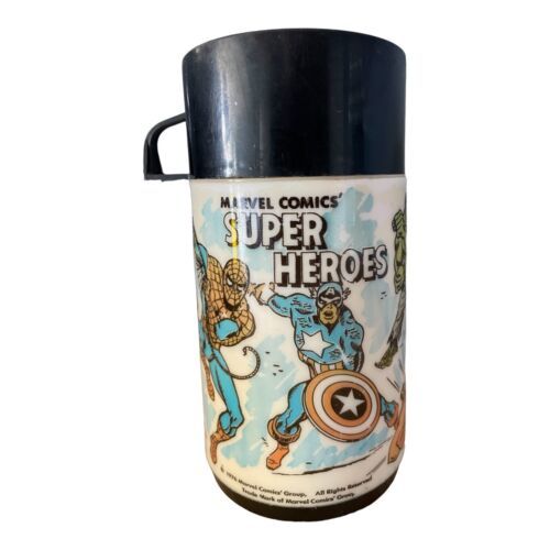 Vintage 1976 Marvel Super Heroes Thermos – Aladdin, Hulk, Thor, Spider-Man