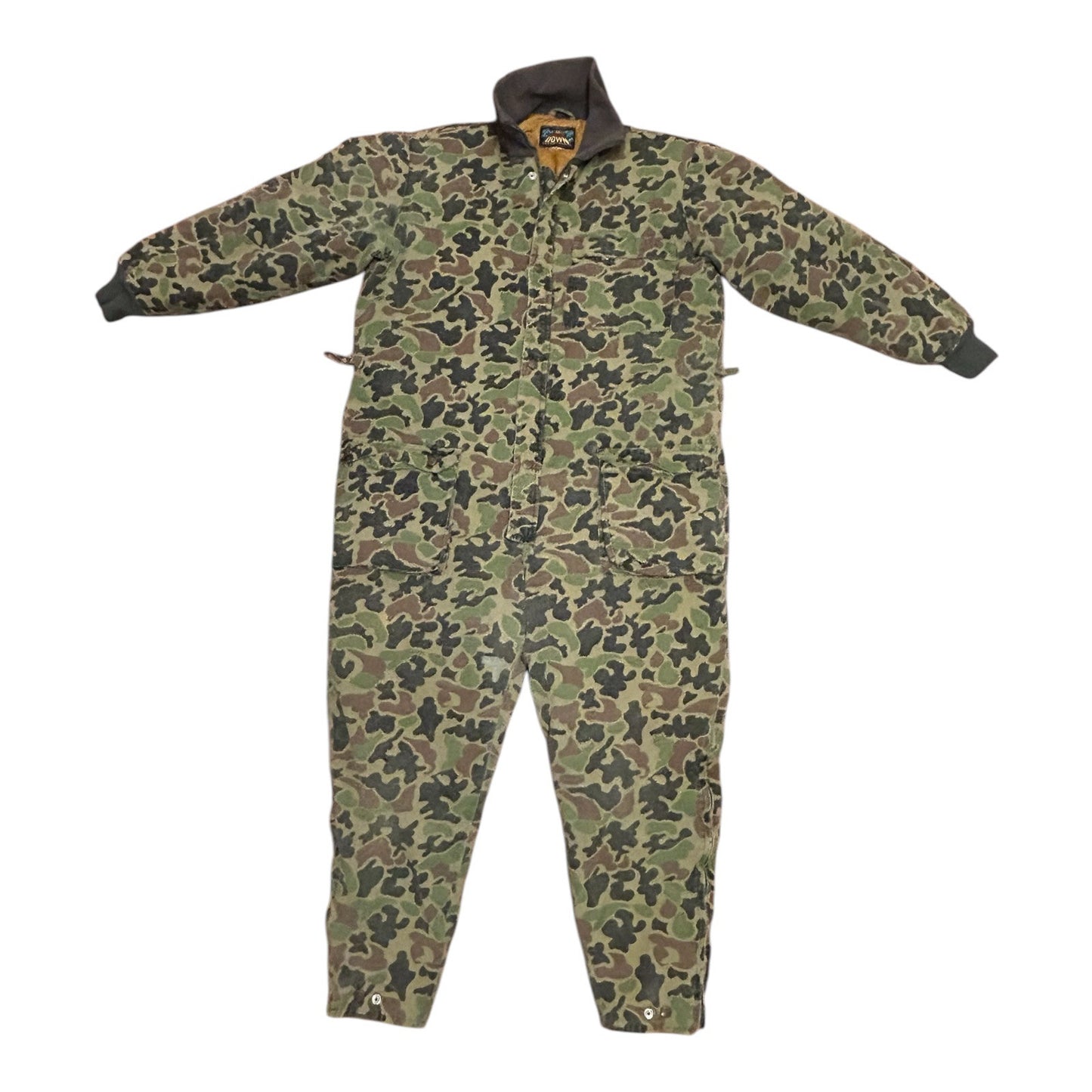Vintage Eddie Bauer Frogskin Camo Goose Down Coveralls Snowsuit XL