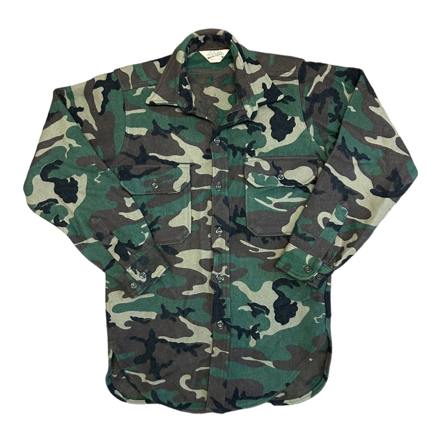 Vintage Cabelas Button Down Wool Shirt Small Camouflage