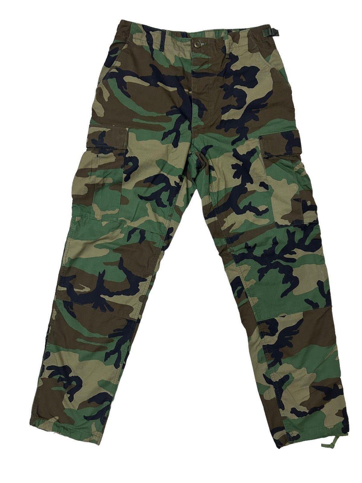 Vintage Mens Woodland Camouflage Cargo Pants Medium Long Adjustable