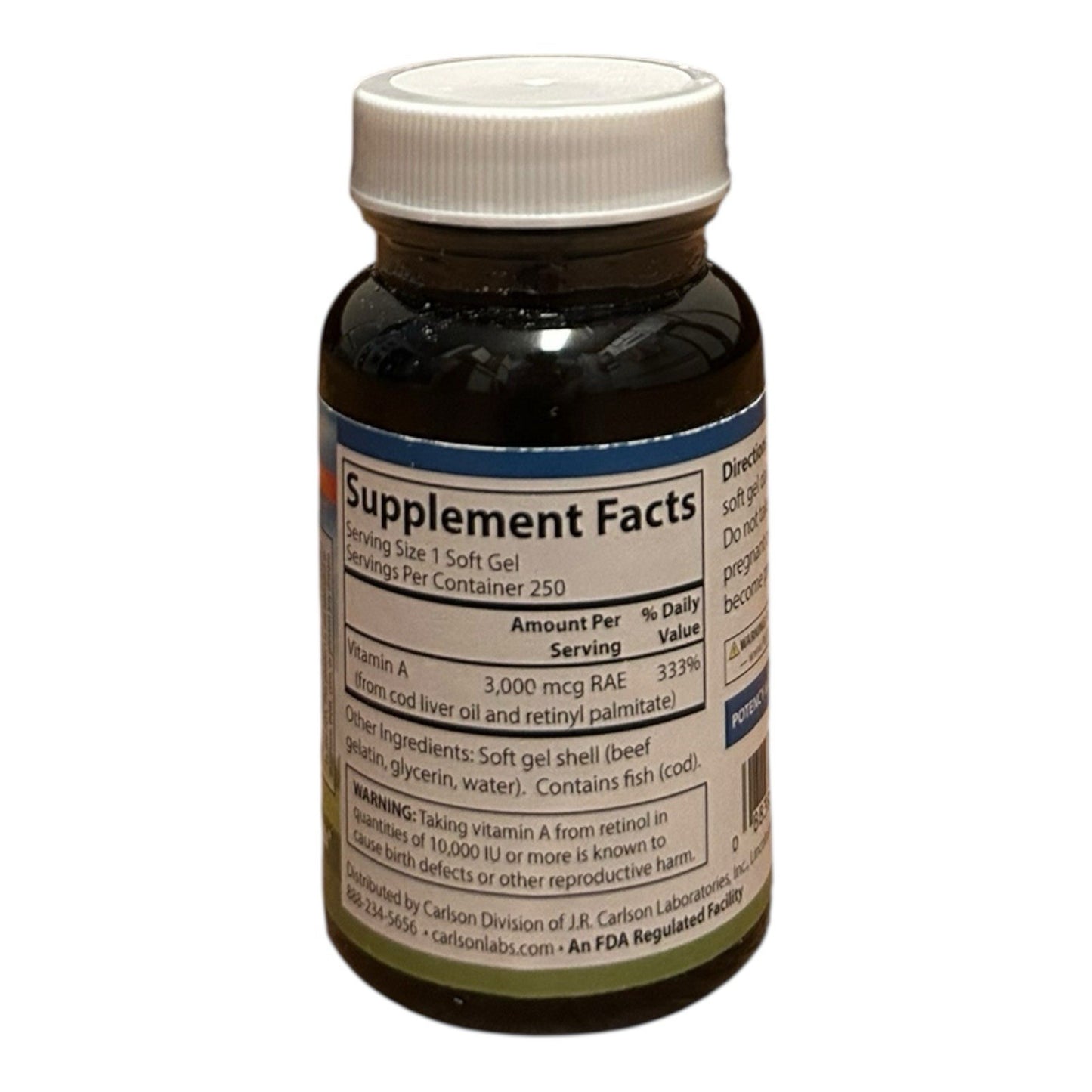 Vitamin A, 3,000 mcg RAE (10,000 IU), 250 Soft Gels