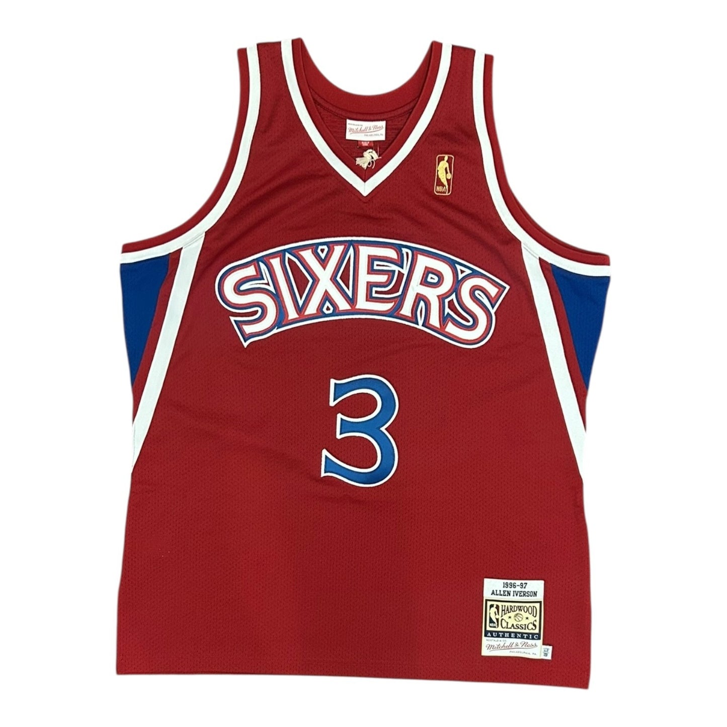Allen Iverson Mitchell Ness Rookie 96 97 Sixers Jersey 48 XL 
