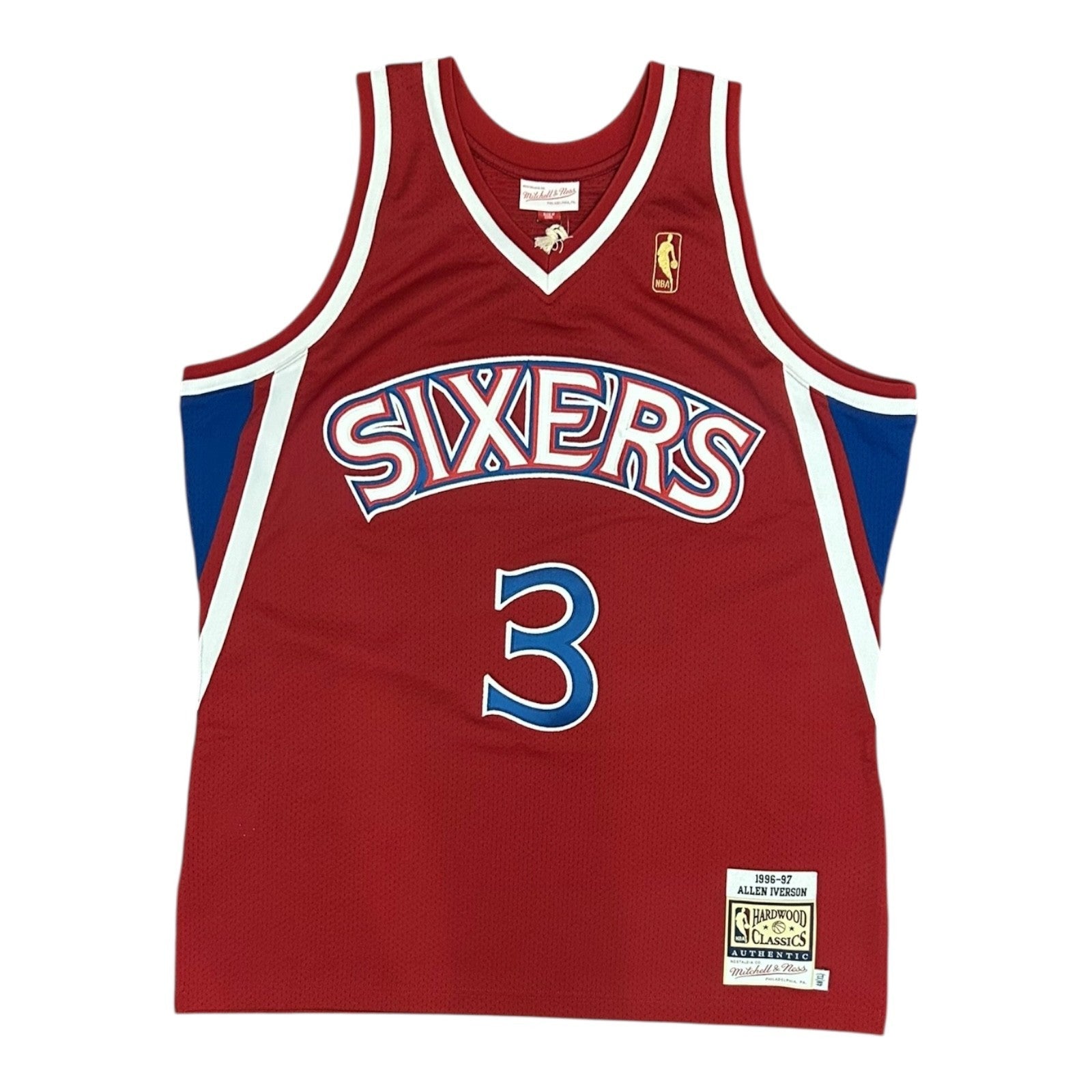 Allen Iverson Mitchell Ness Rookie 96 97 Sixers Jersey 48 XL 