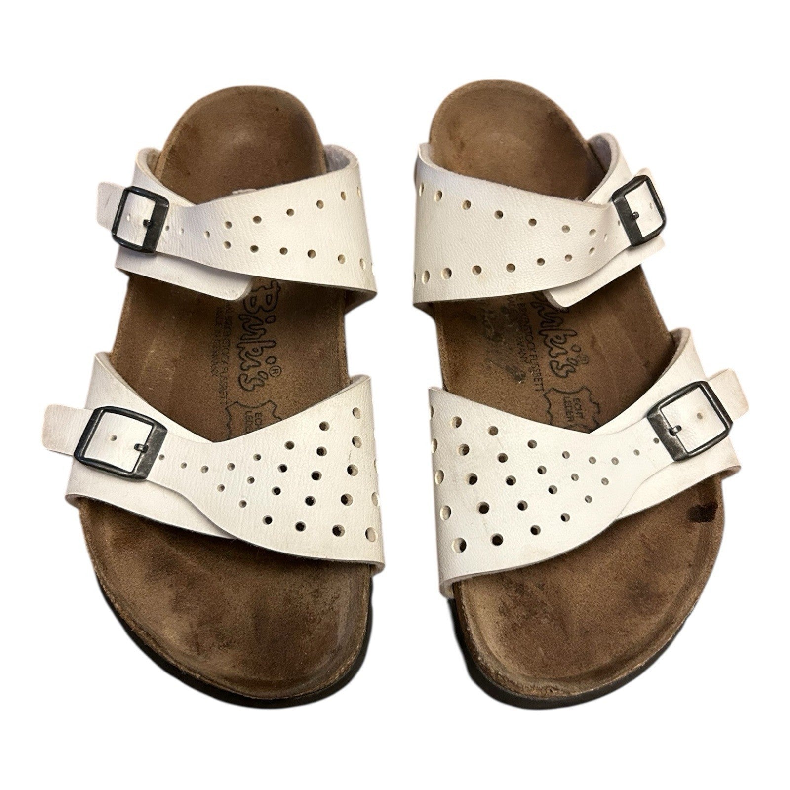 Birki’s White Two-Strap Cork Footbed Sandals