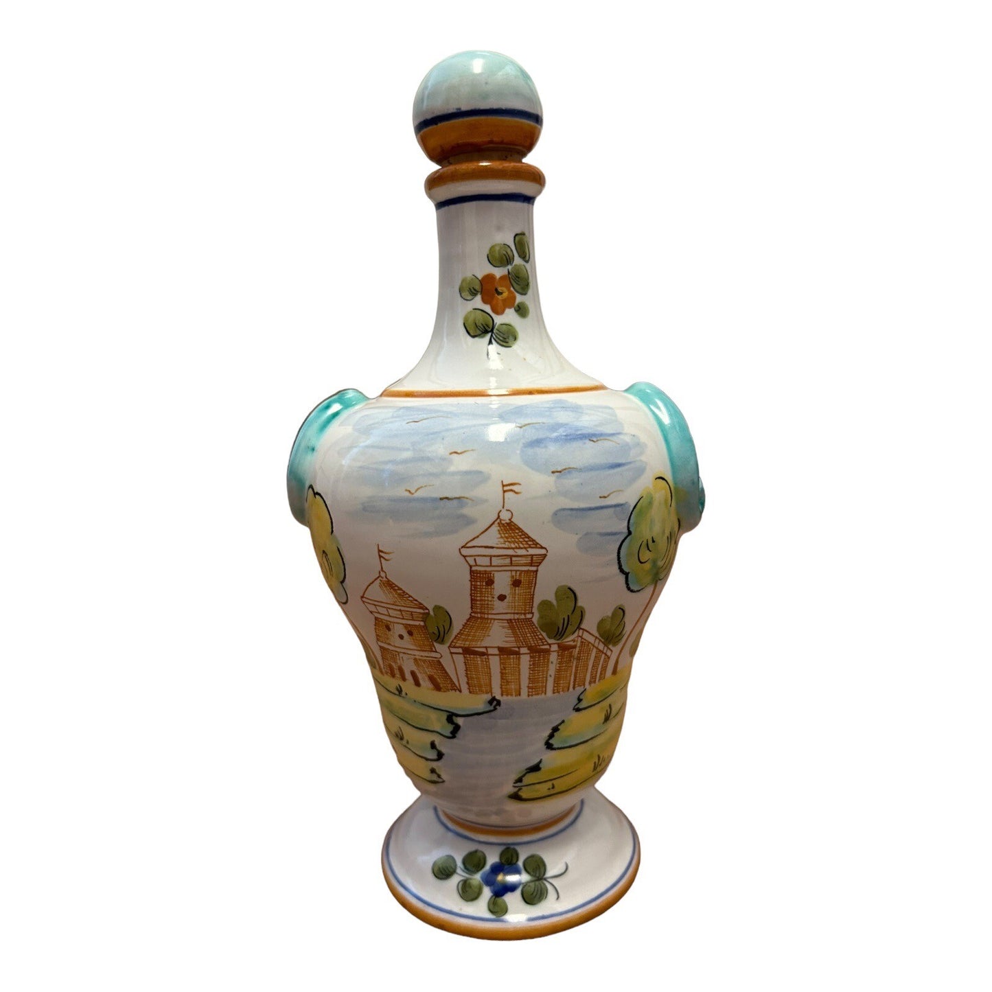 Dervta Italy Pottery Oil Jug With Cork Top

