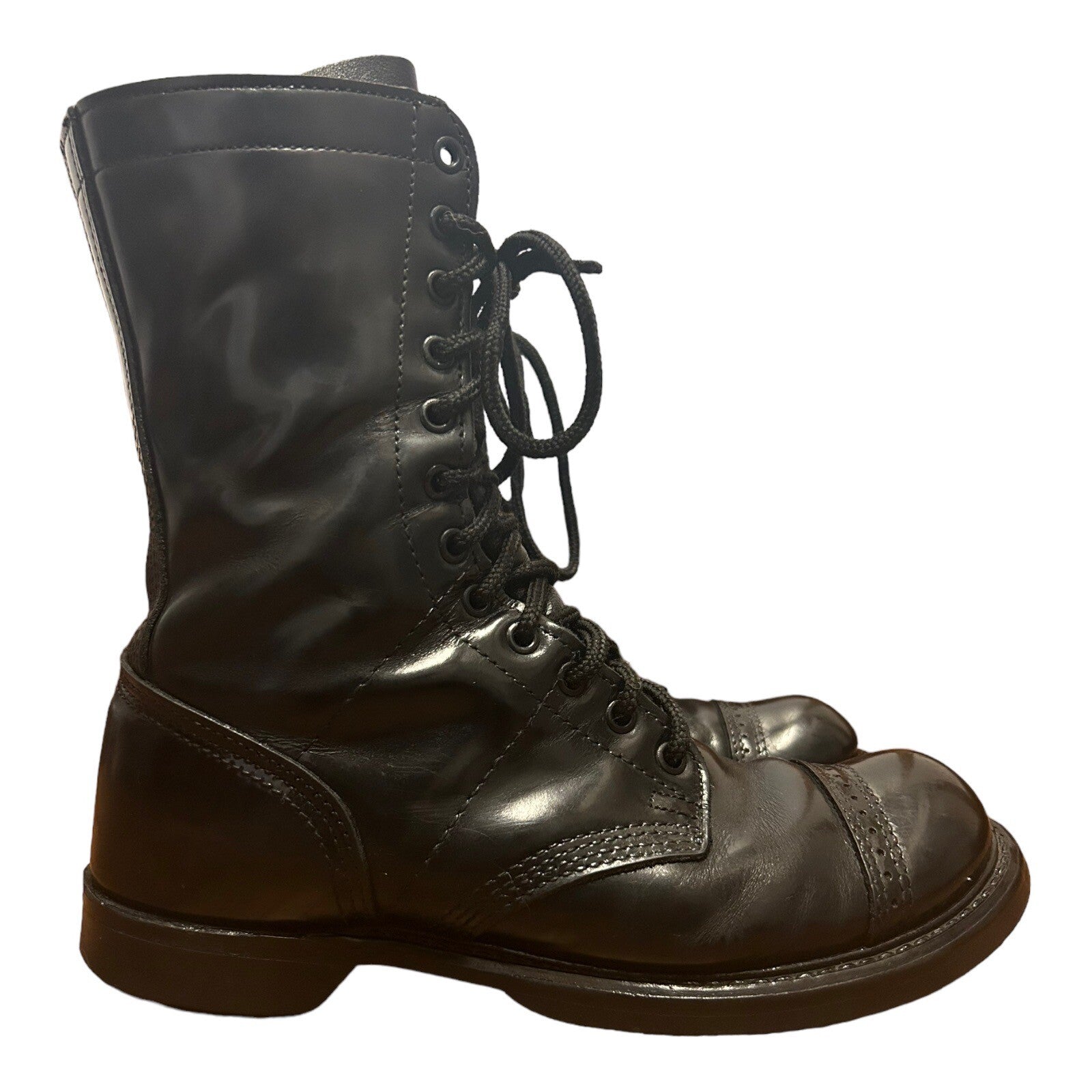 HH Brand 975 Military Combat Paratrooper Jump Boots Black Leather Size 8.5 D

