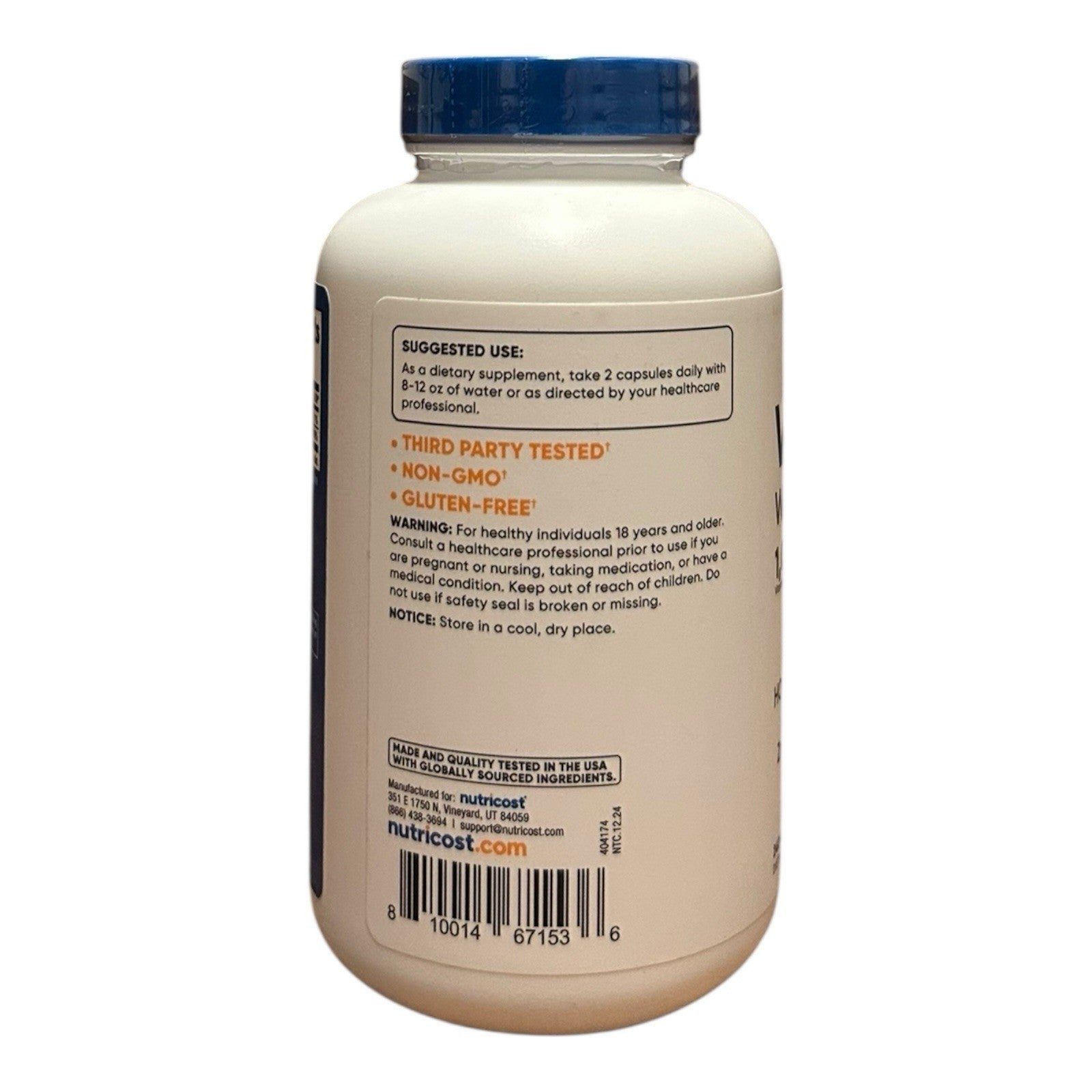 Nutricost Vitamin C with Zinc Capsules, 120 Servings - 1000mg Vitamin C