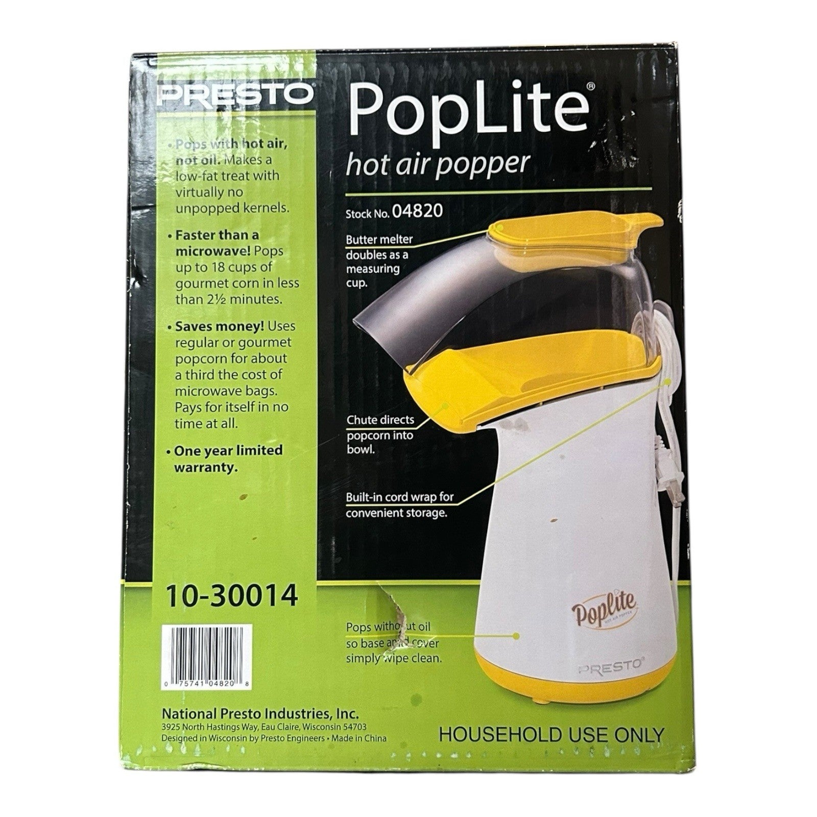 Presto 04820 PopLite Hot Air Popcorn Popper 