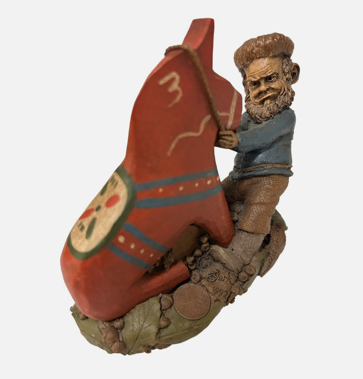 Tom Clark “Stubborn” Gnome Figurine with Dala Horse – Signed #5199