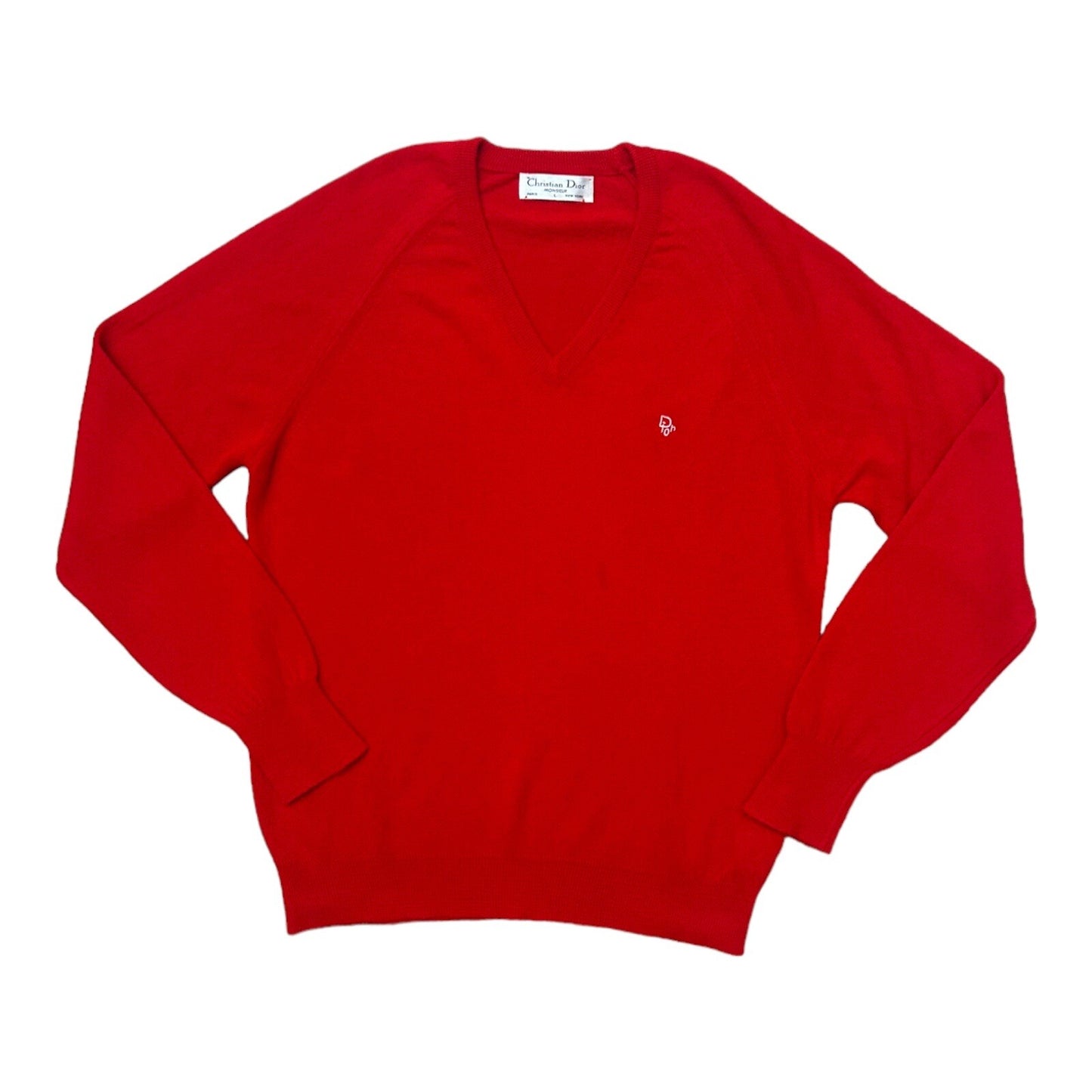 Vintage Christian Dior Red Sweater Large Made in USA

