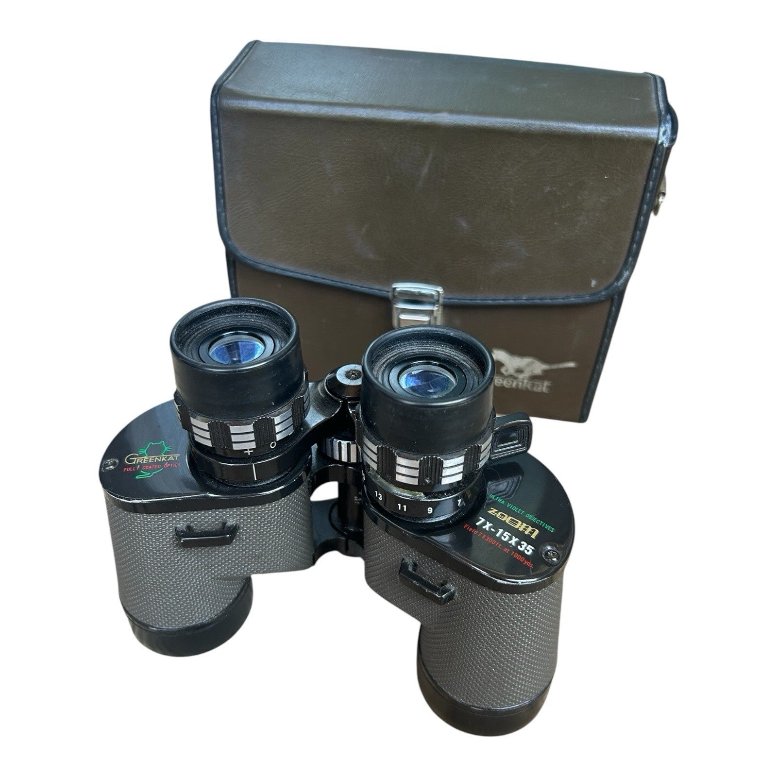 Vintage Greenkat 7x-15x35 Binoculars – With Case


