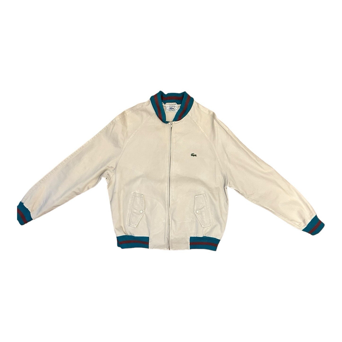 Vintage Izod Lacoste Full Zip Lightweight Jacket Khaki XL 