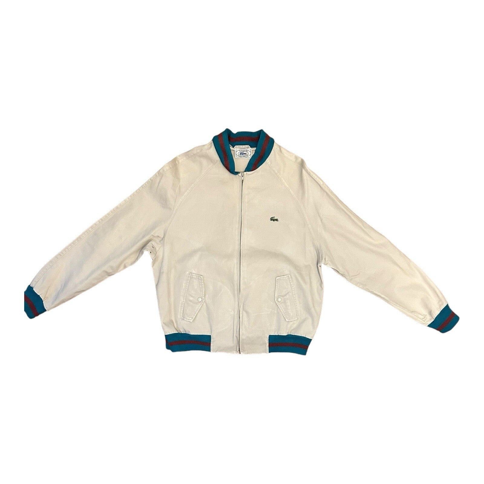 Vintage Izod Lacoste Full Zip Lightweight Jacket Khaki XL 