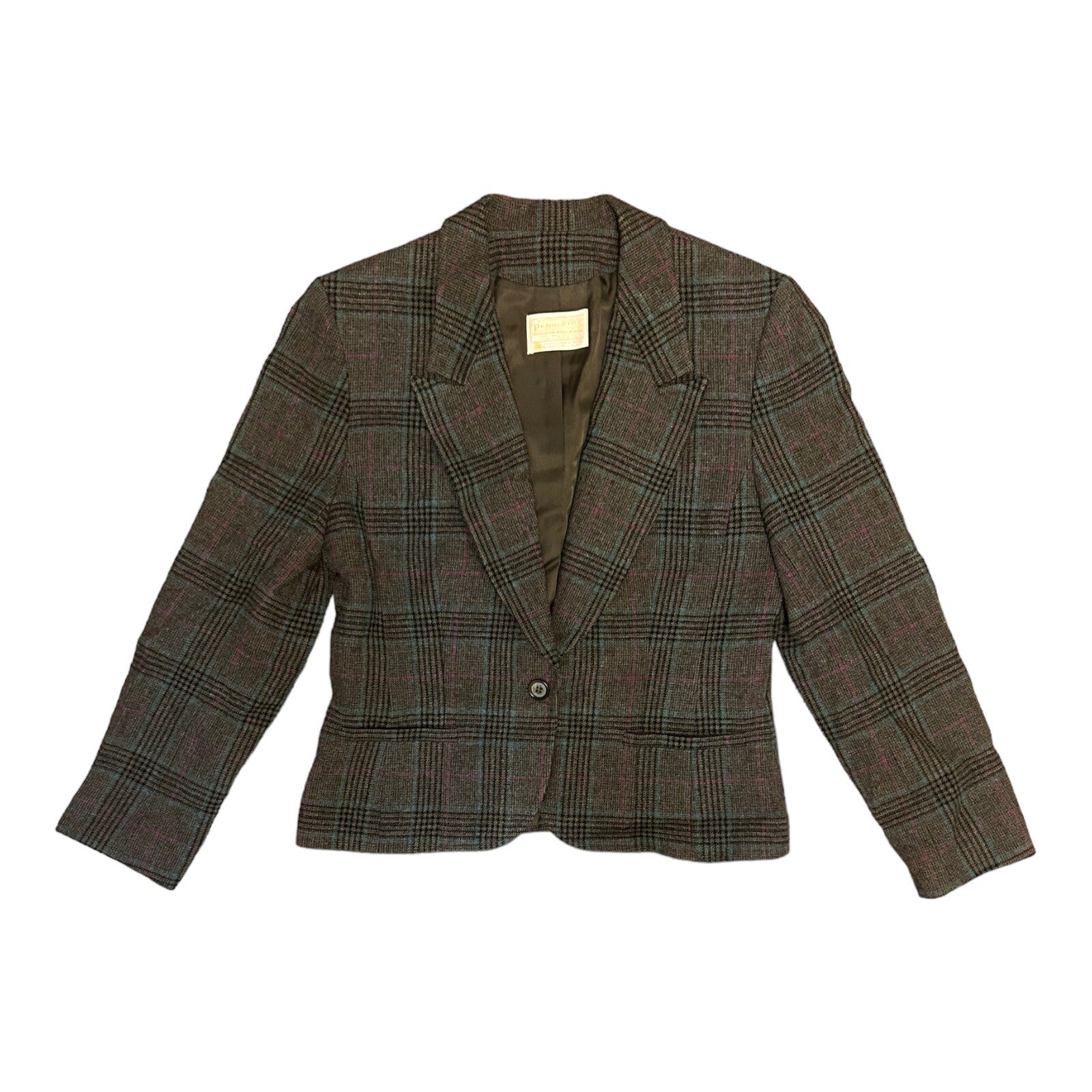 Vintage Pendleton Virgin Wool Plaid Blazer Size 12 Lined Suit Jacket