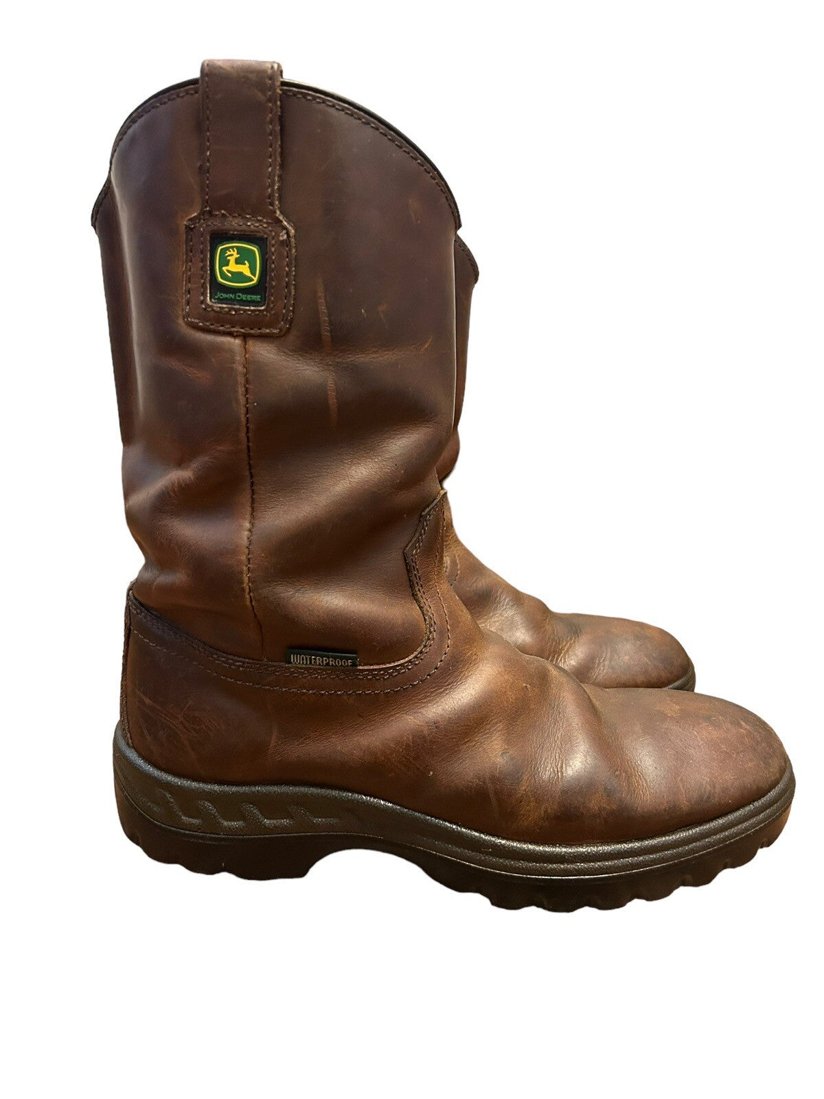 Dan Post John Deere Pull-On Wellington Work Boots Brown Size 9.5 W

